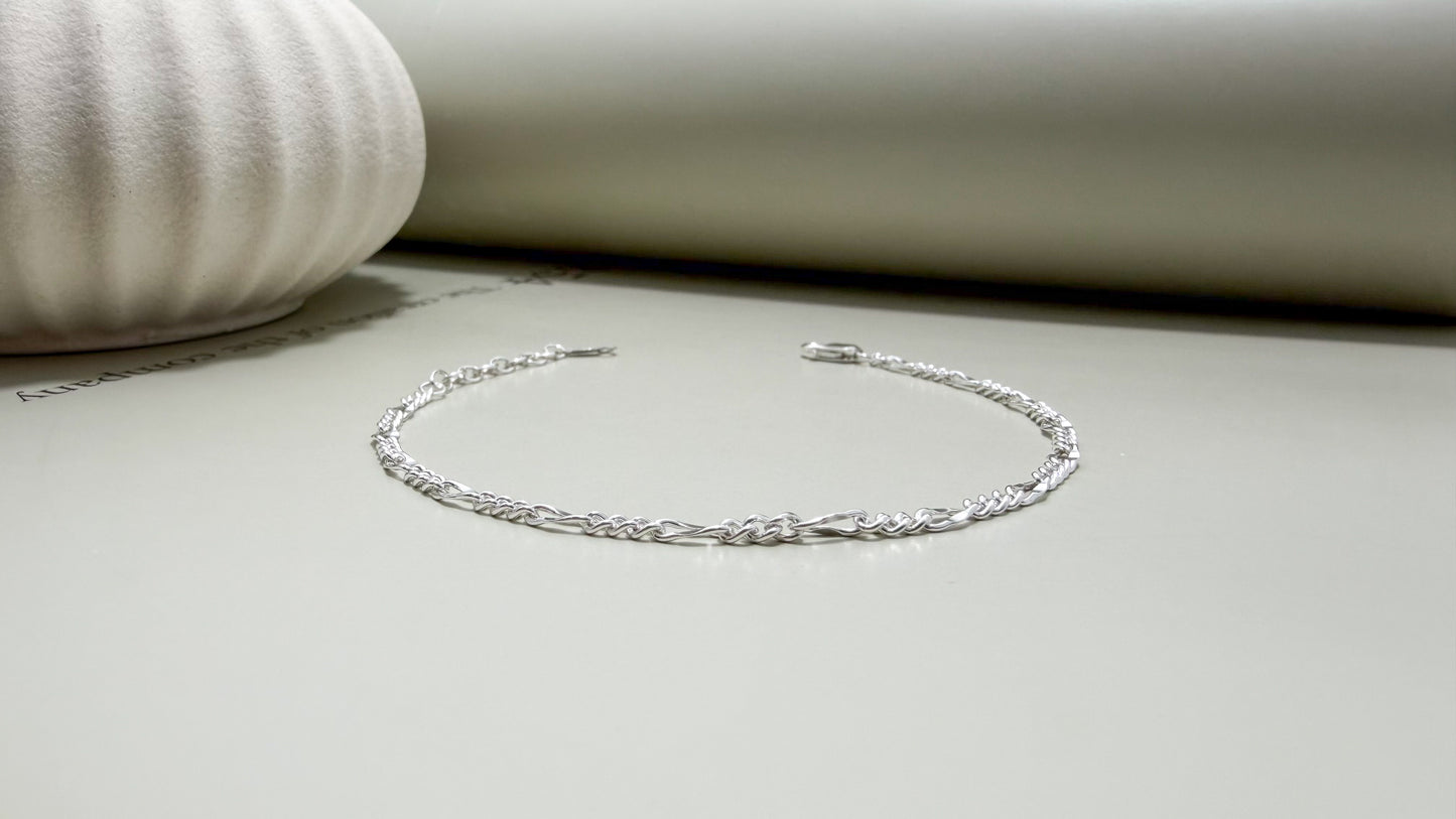 Velani Jewelry Dapped Figaro Bracelet – Sterling Silver