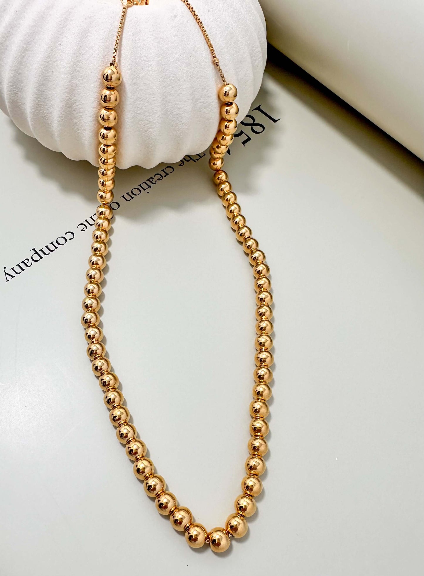 Velani Jewelry Big Beads Necklace in 18K gold plating, hypoallergenic, waterproof, tarnish resistant, perfect for everyday wear.