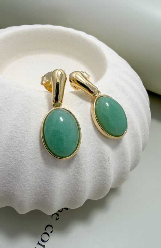 Green Quartz Oval Drop Dangling Earrings – Velani Jewelry