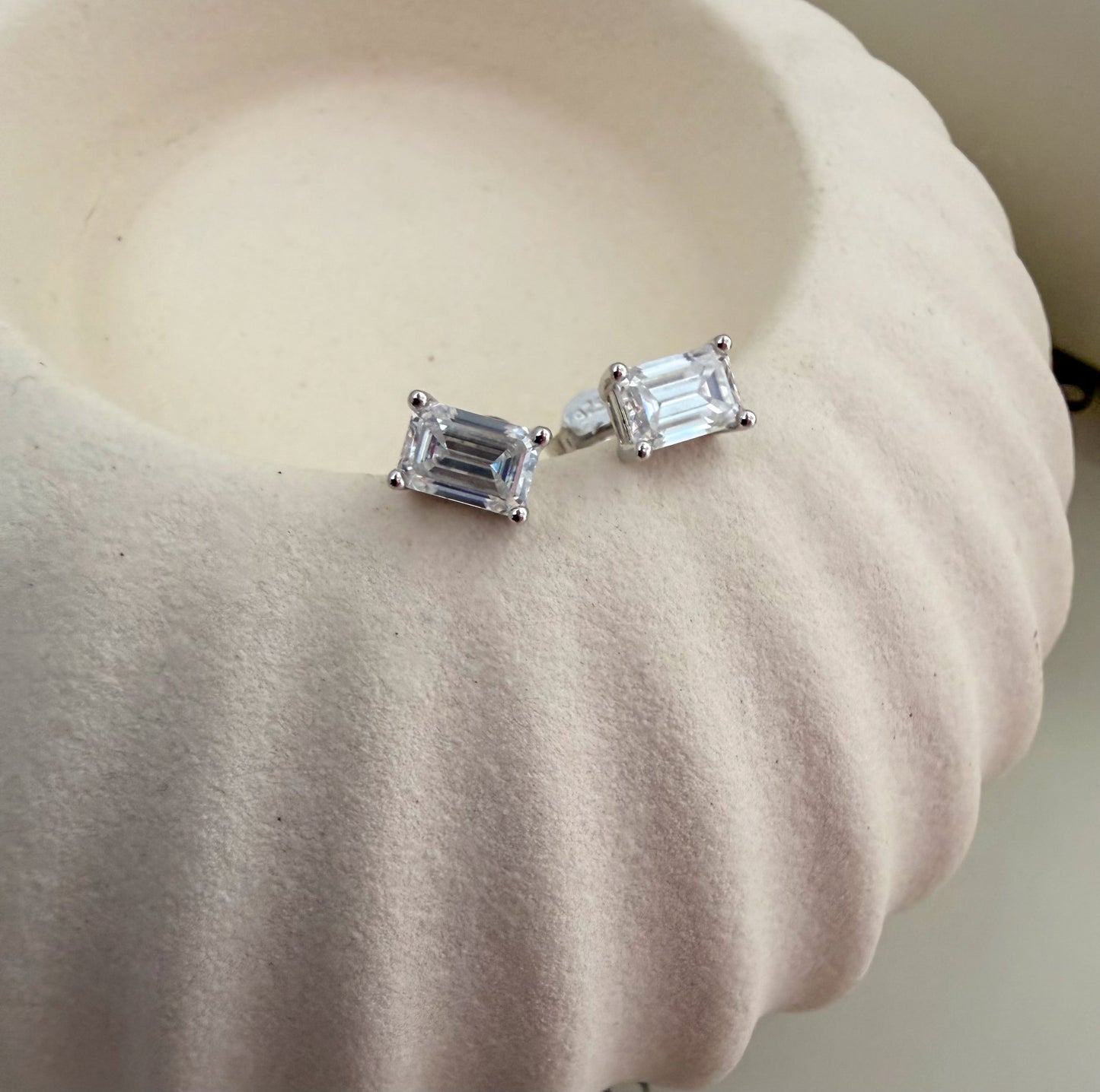 Velani Jewelry Emerald Cut Moissanite Stud Earrings