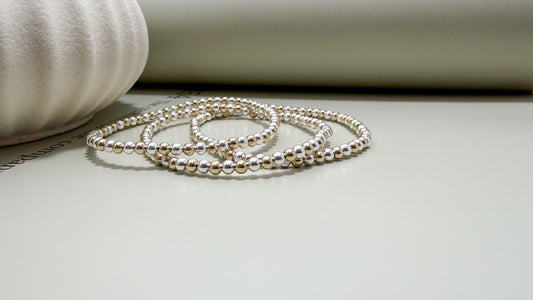 Velani Jewelry Beaded Stretchy Bracelet – Mixed Metals