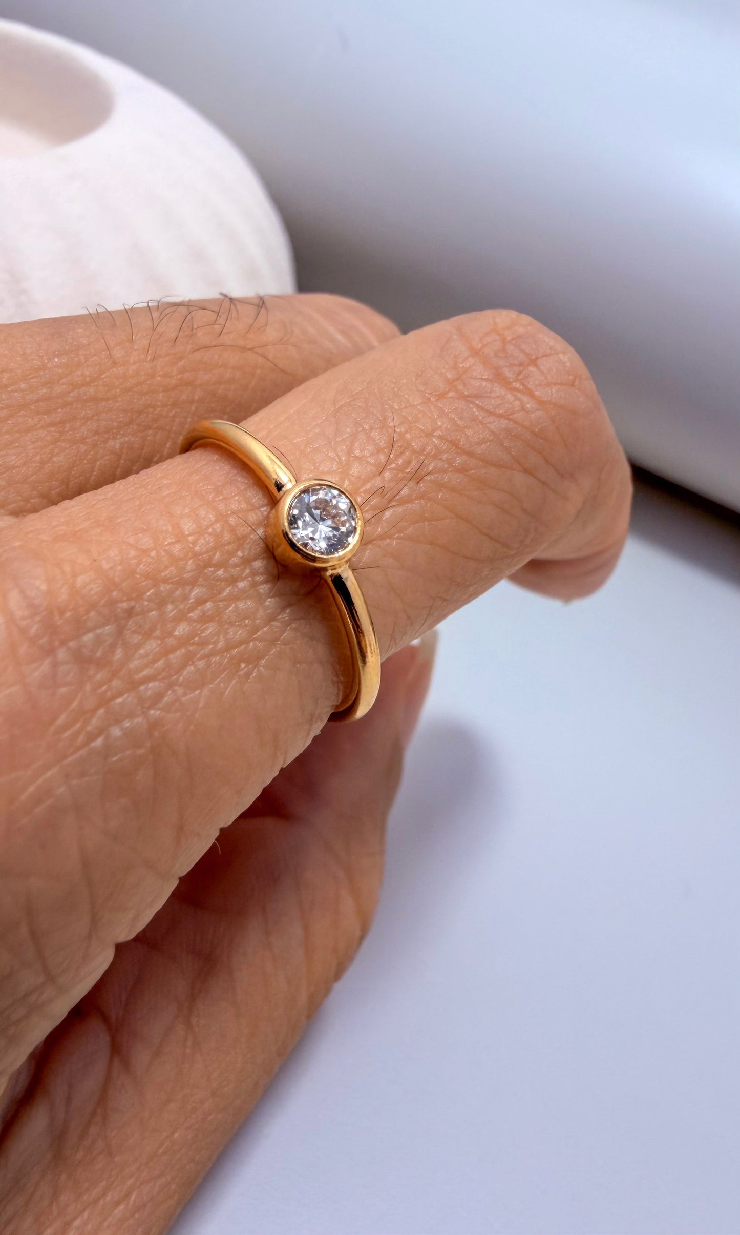 Velani Jewelry 4mm Diamond Bezel Ring - Gold Filled