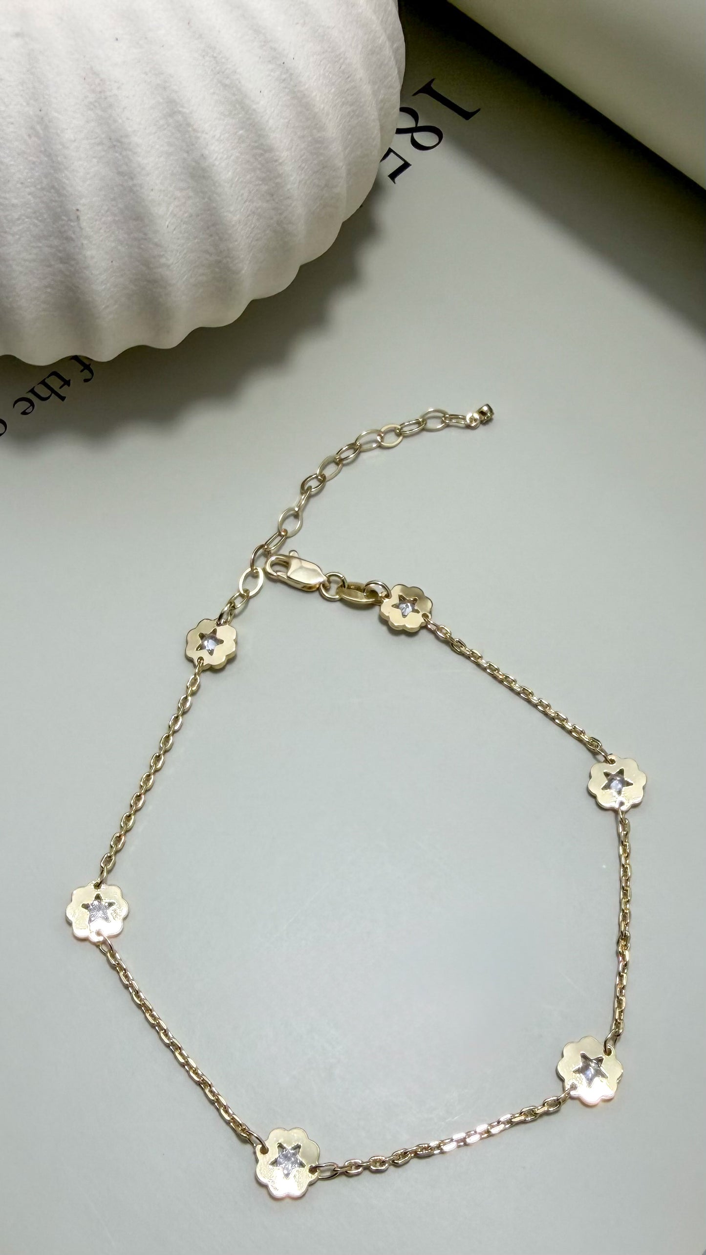 Flower and Star CZ Anklet – Velani Jewelry