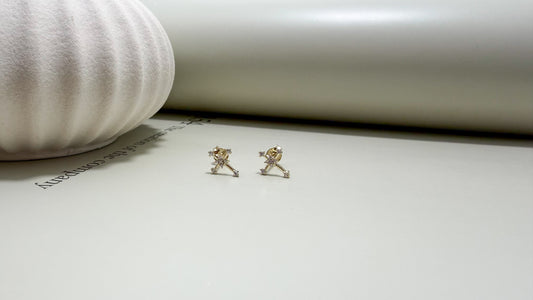 Velani Jewelry Mini Bezel Cross Stud Earrings
