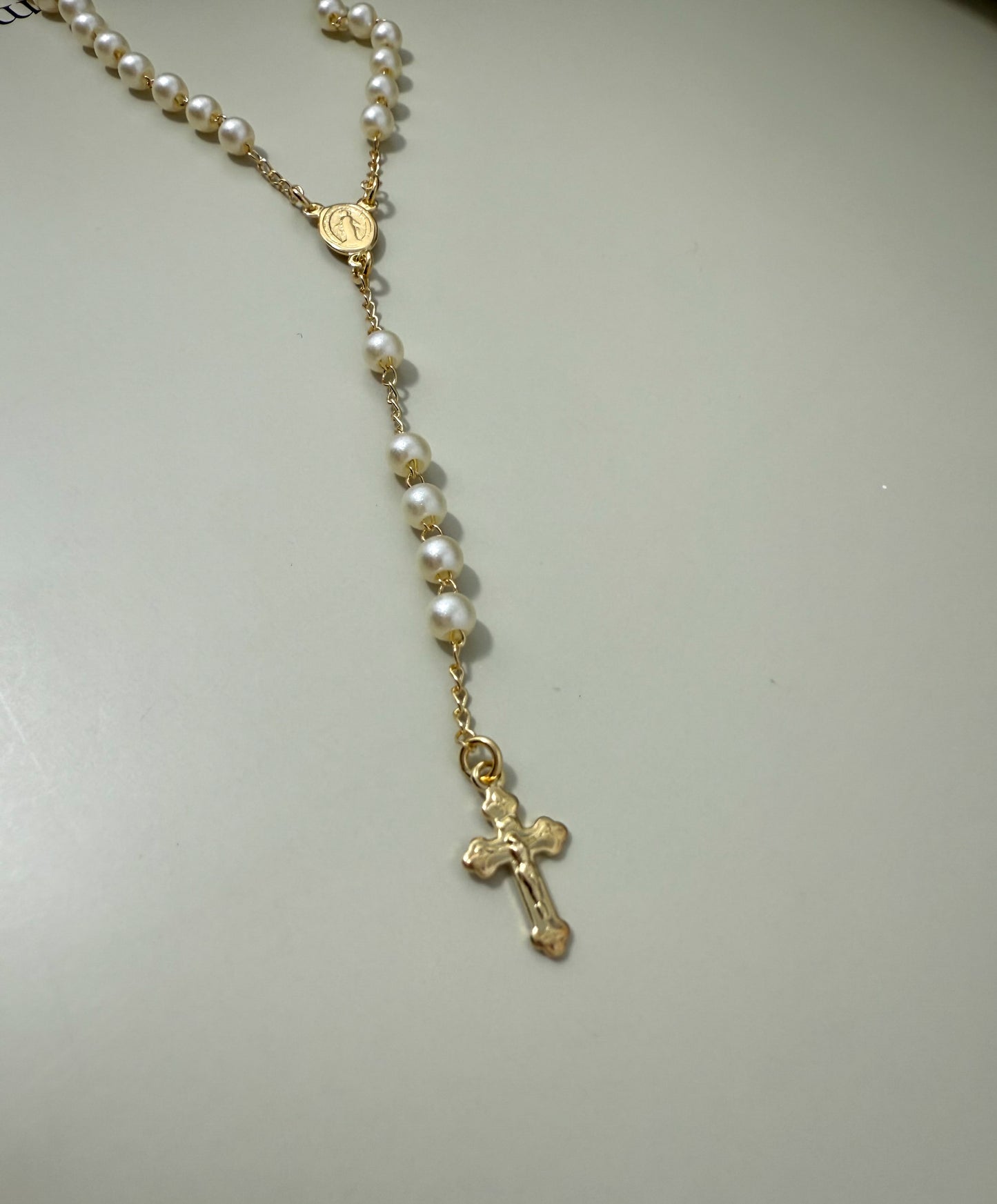 Velani Jewelry Pearl Rosary Necklace