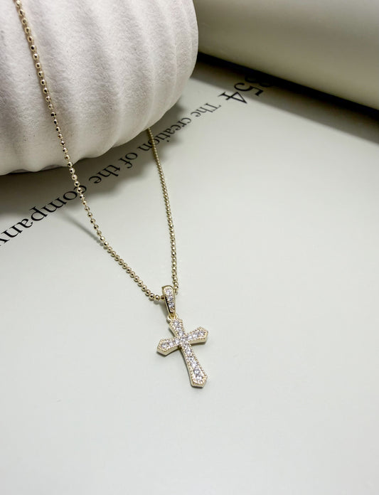 Velani Jewelry Beaded Pavé Cross Necklace