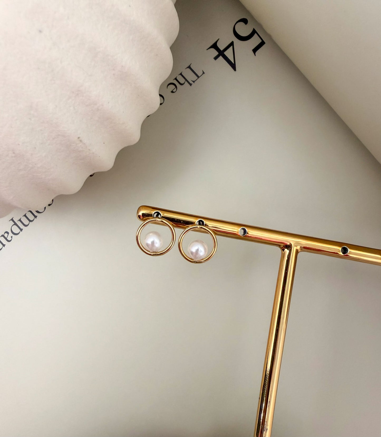 Velani Jewelry Floating Pearl Circle Stud Earrings