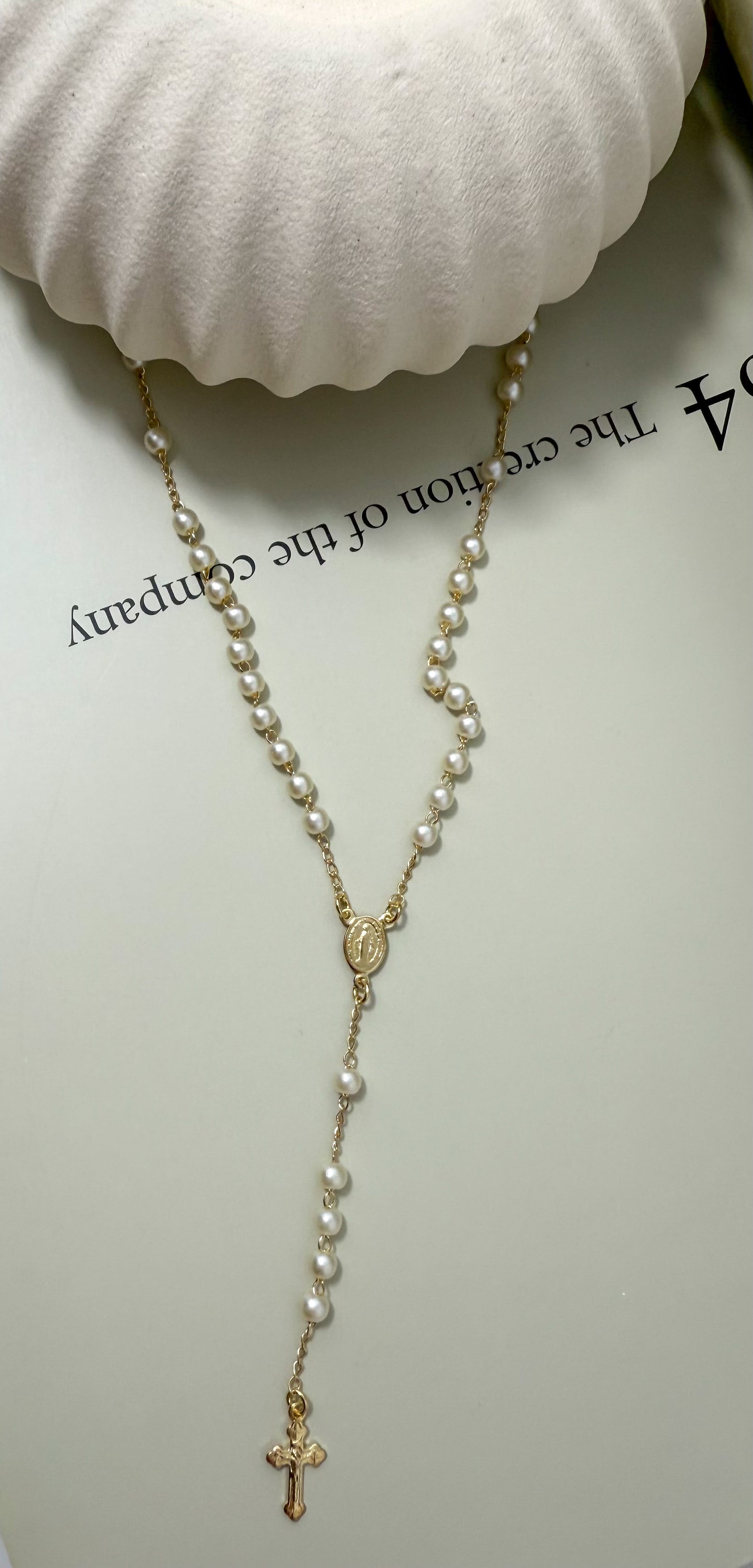 Velani Jewelry Pearl Rosary Necklace