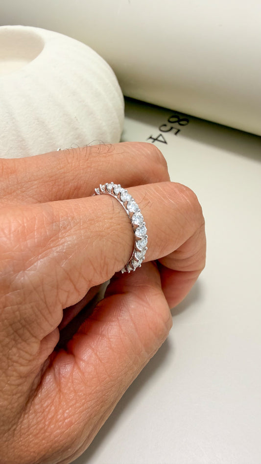 Velani Jewelry Eternity Band Ring with Moissanite - Sterling Silver