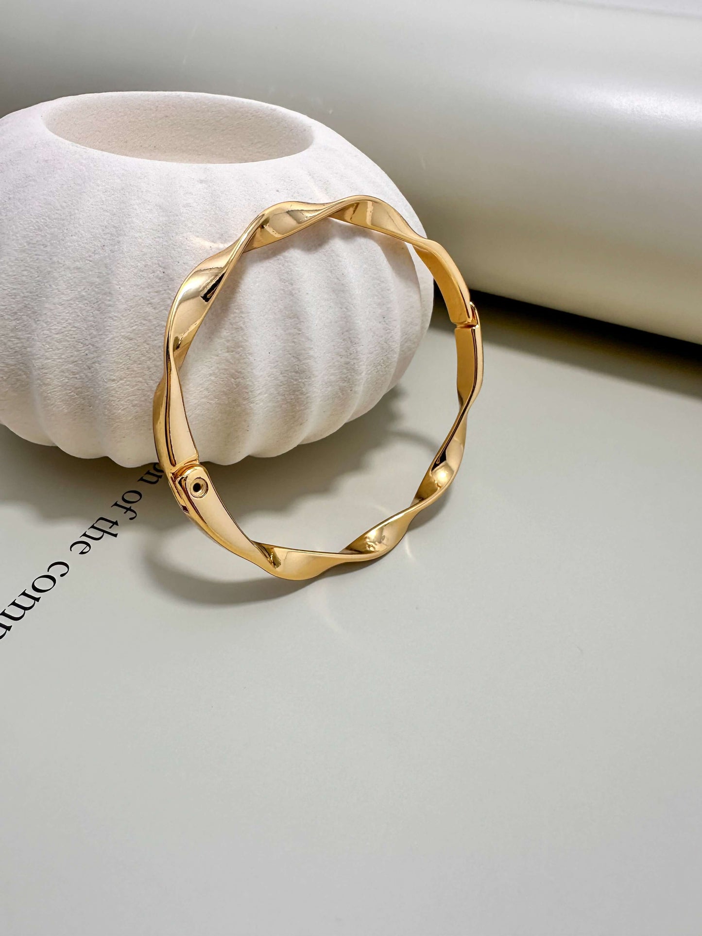 Velani Jewelry Twisted Bangle Bracelet, hypoallergenic, gold filled, tarnish resistant, perfect for everyday wear.
