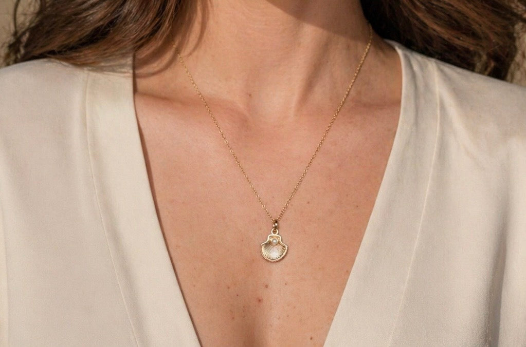 Velani Jewelry Mini Shell Pearl Necklace