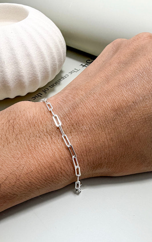 Velani Jewelry Flat Paperclip Bracelet – Sterling Silver