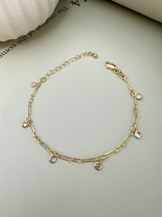 Velani Jewelry Dainty Bezel Charm Bracelet