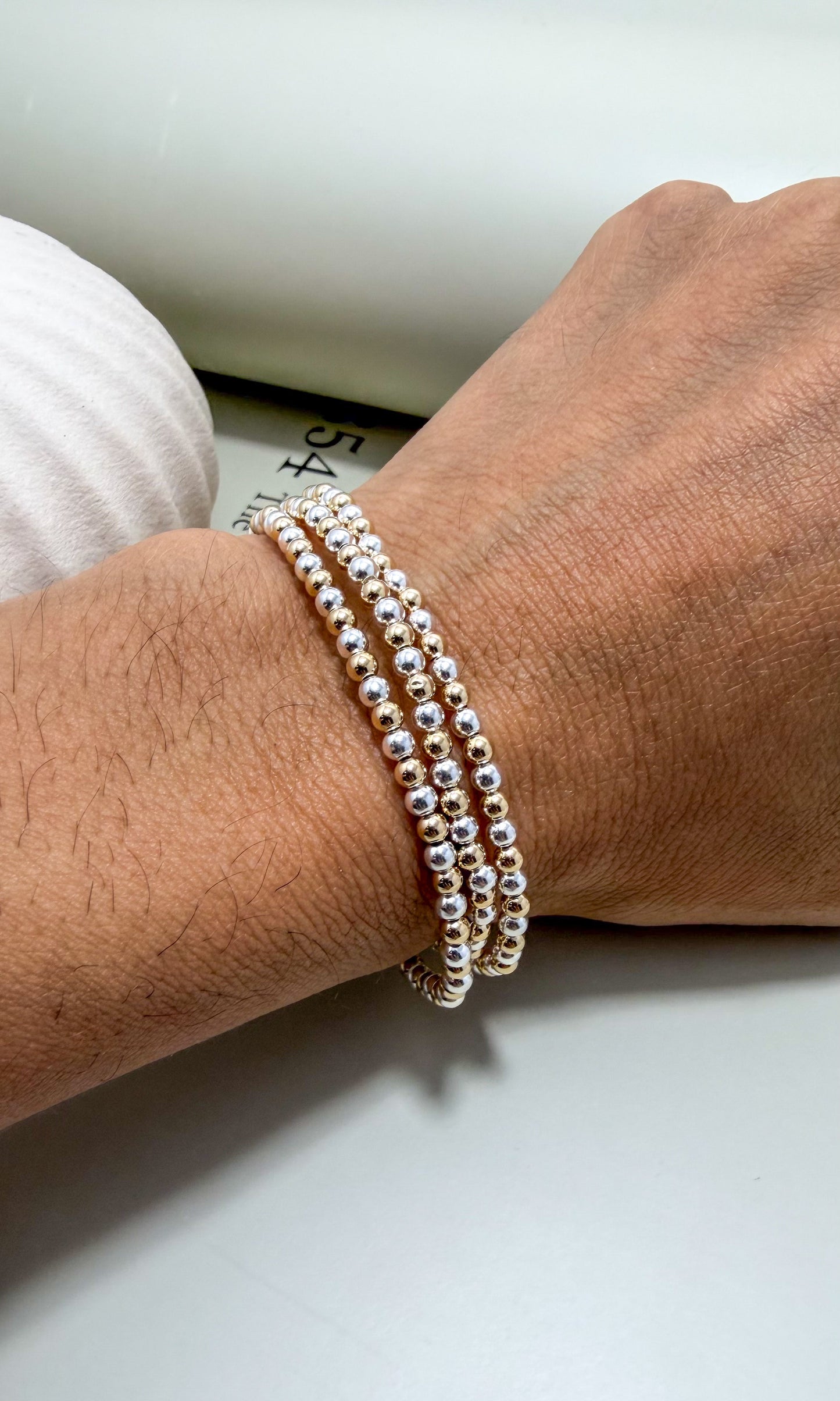 Velani Jewelry Beaded Stretchy Bracelet – Mixed Metals