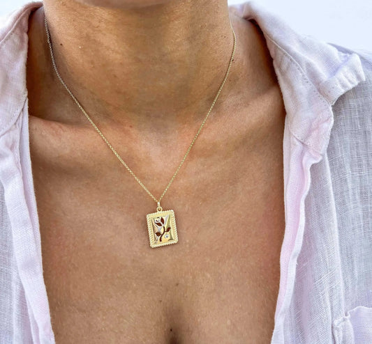 Velani Flower Plaque Necklace