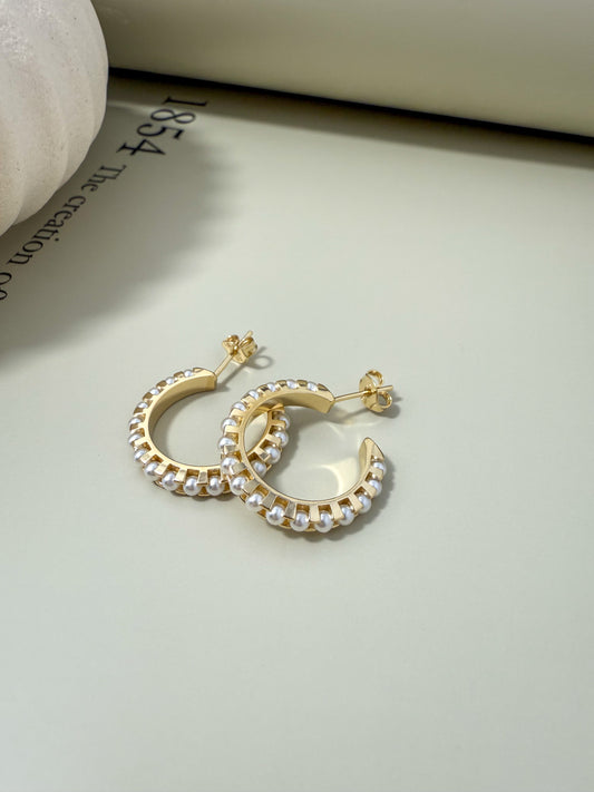 Velani Jewelry C Hoop Pearl Earrings