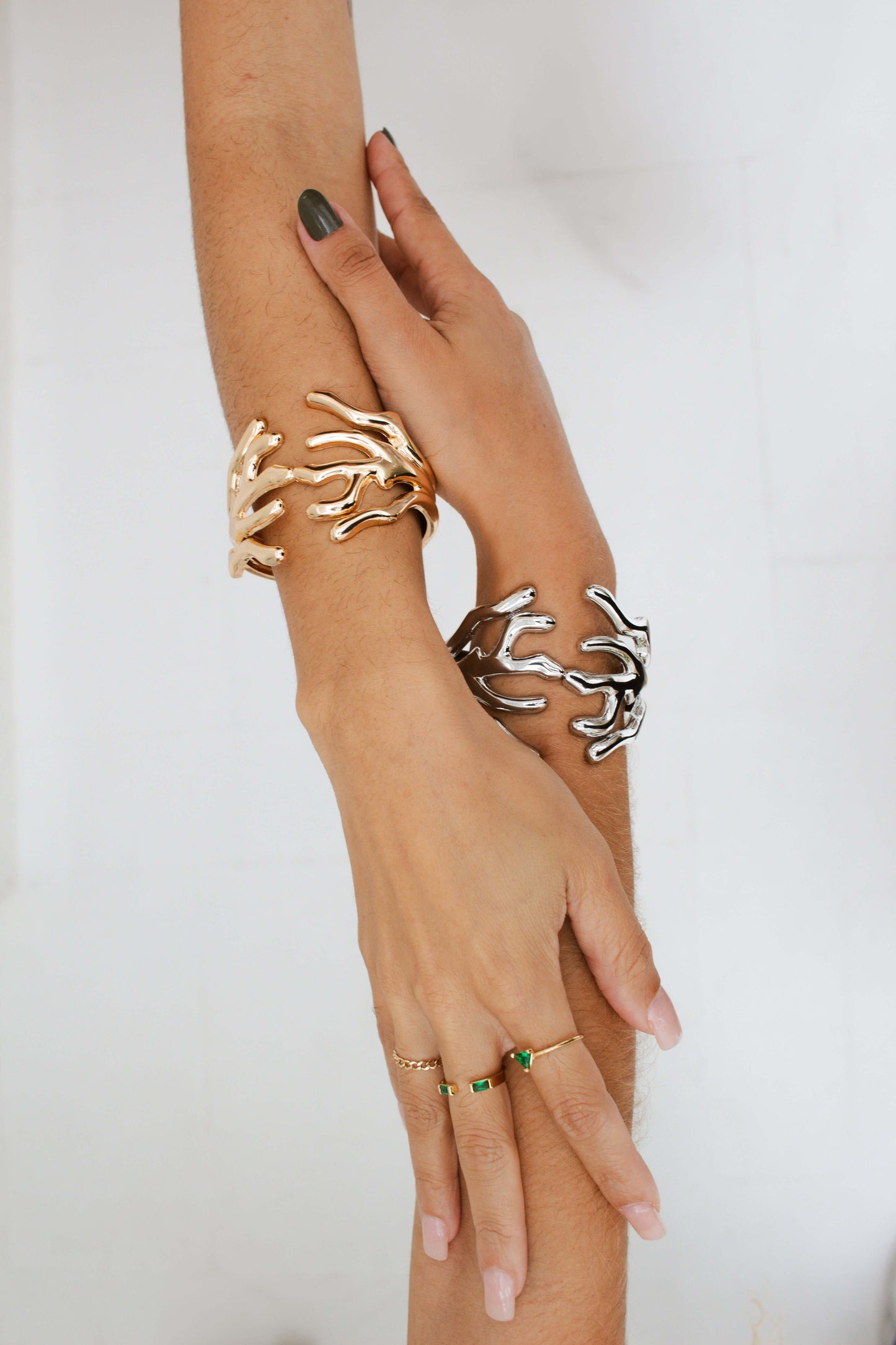 Hypoallergenic Velani Jewelry Coral Statement Bracelet in gold and silver, perfect for everyday wear.