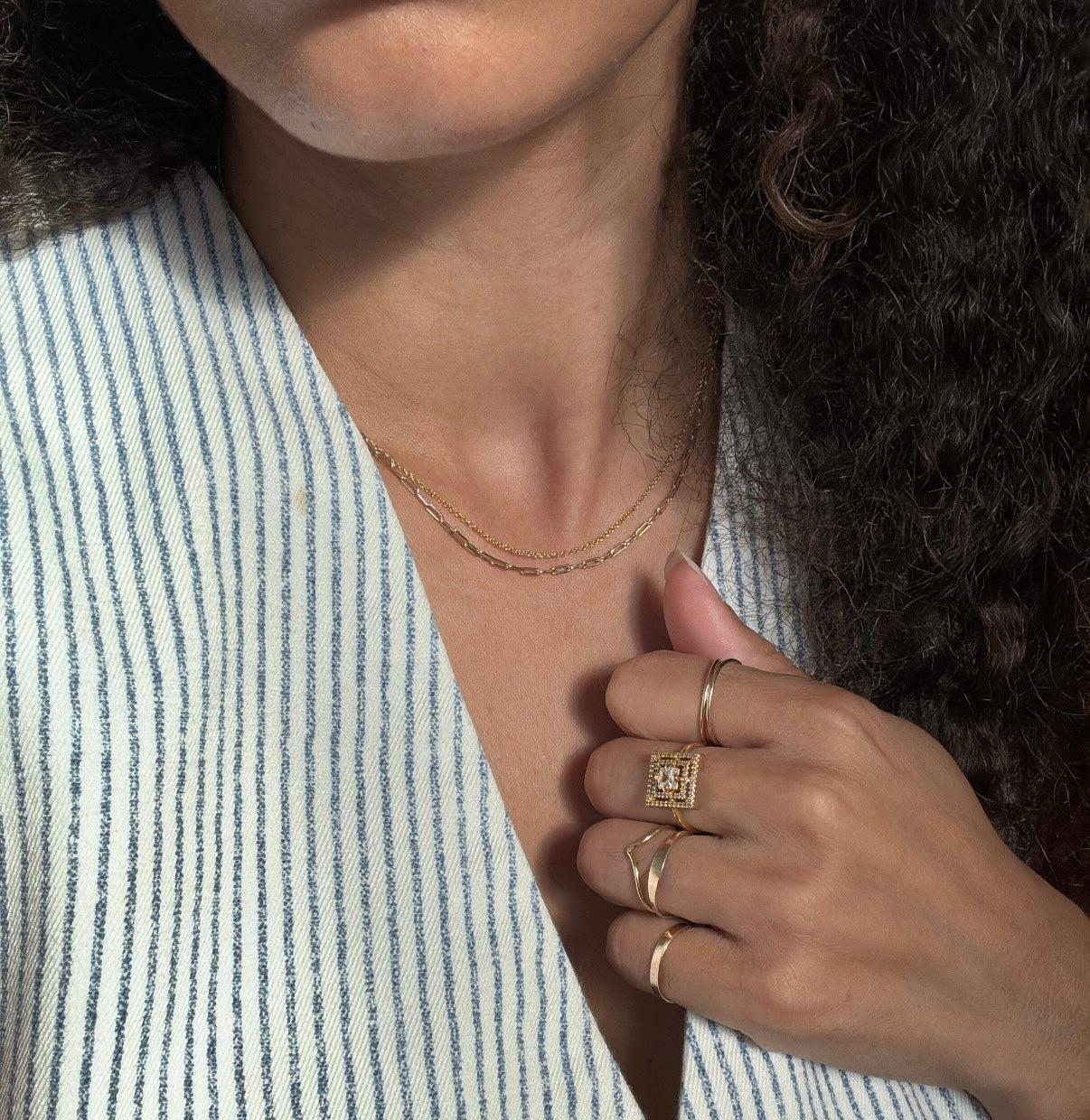 Velani Jewelry Dainty Mini Paperclip Necklace