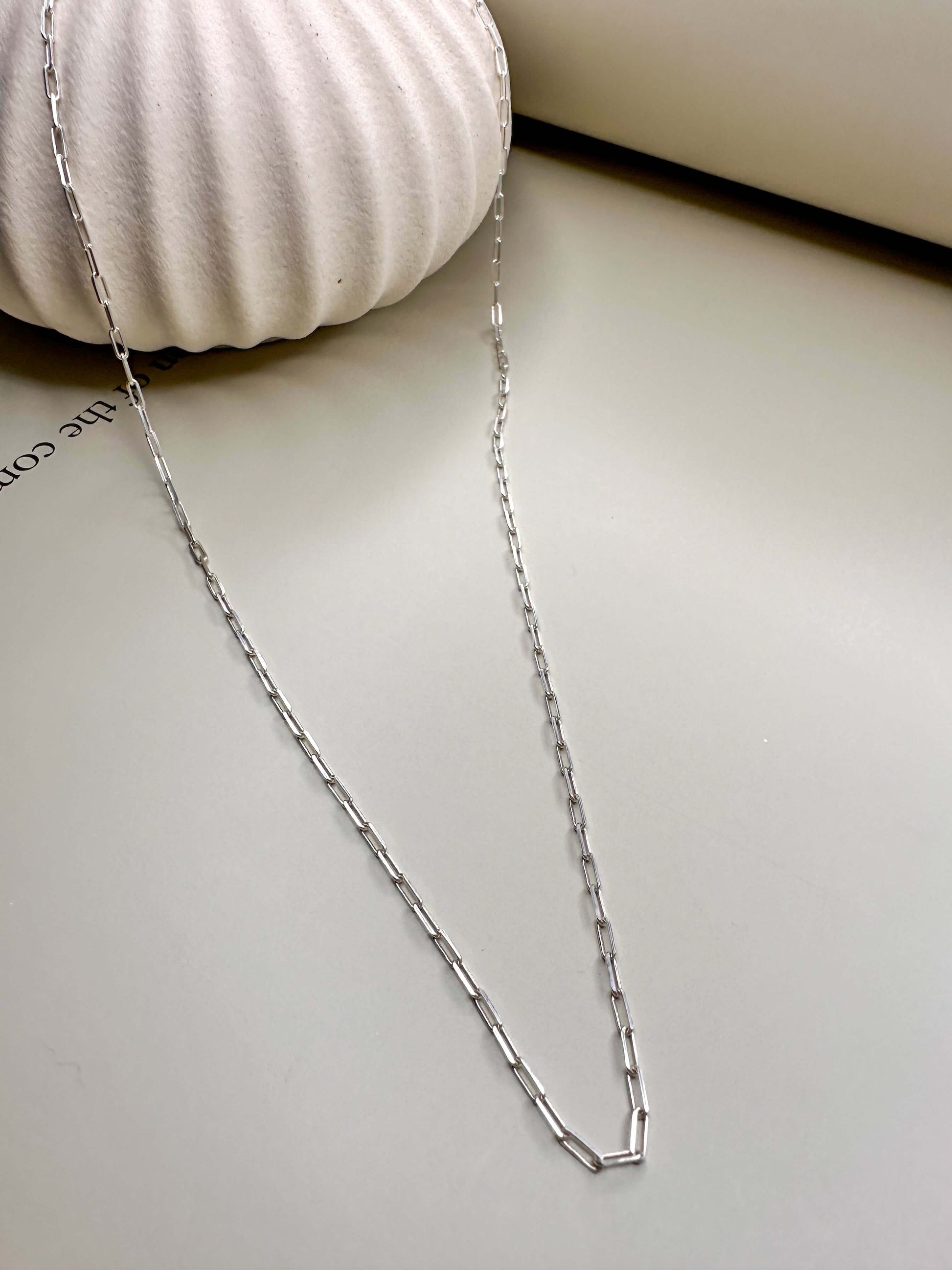 Velani Jewelry Dainty Paperclip Necklace - Sterling Silver