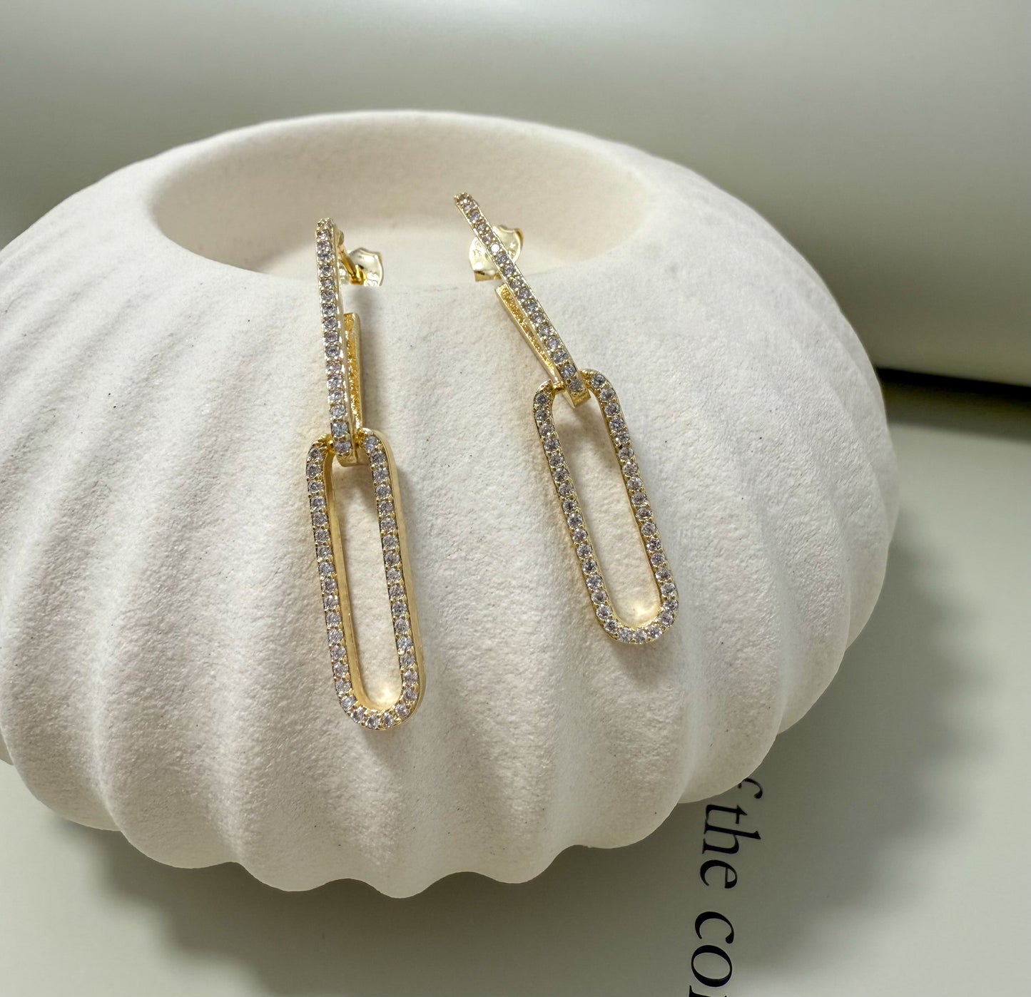 Velani Jewelry Dangling Paperclip Earrings with CZ