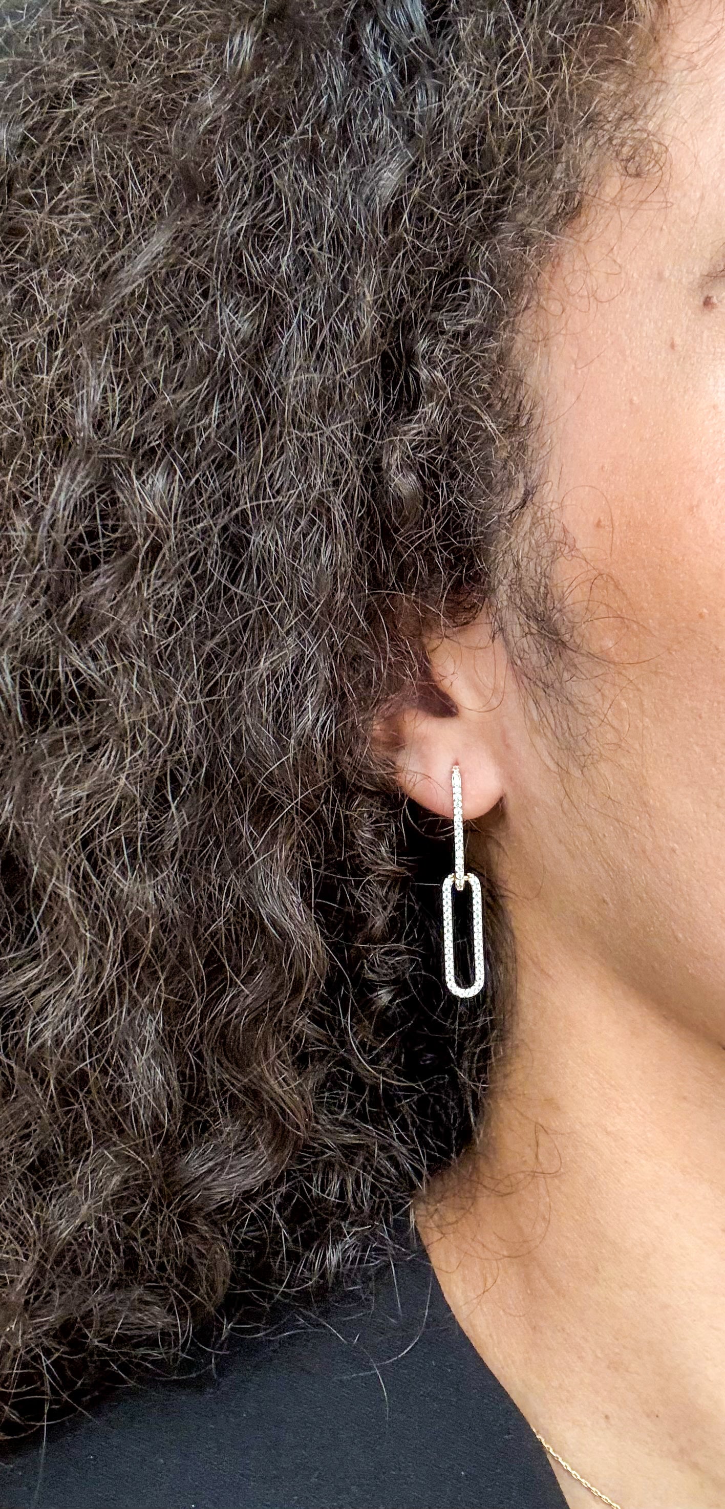 Velani Jewelry Dangling Paperclip Earrings with CZ