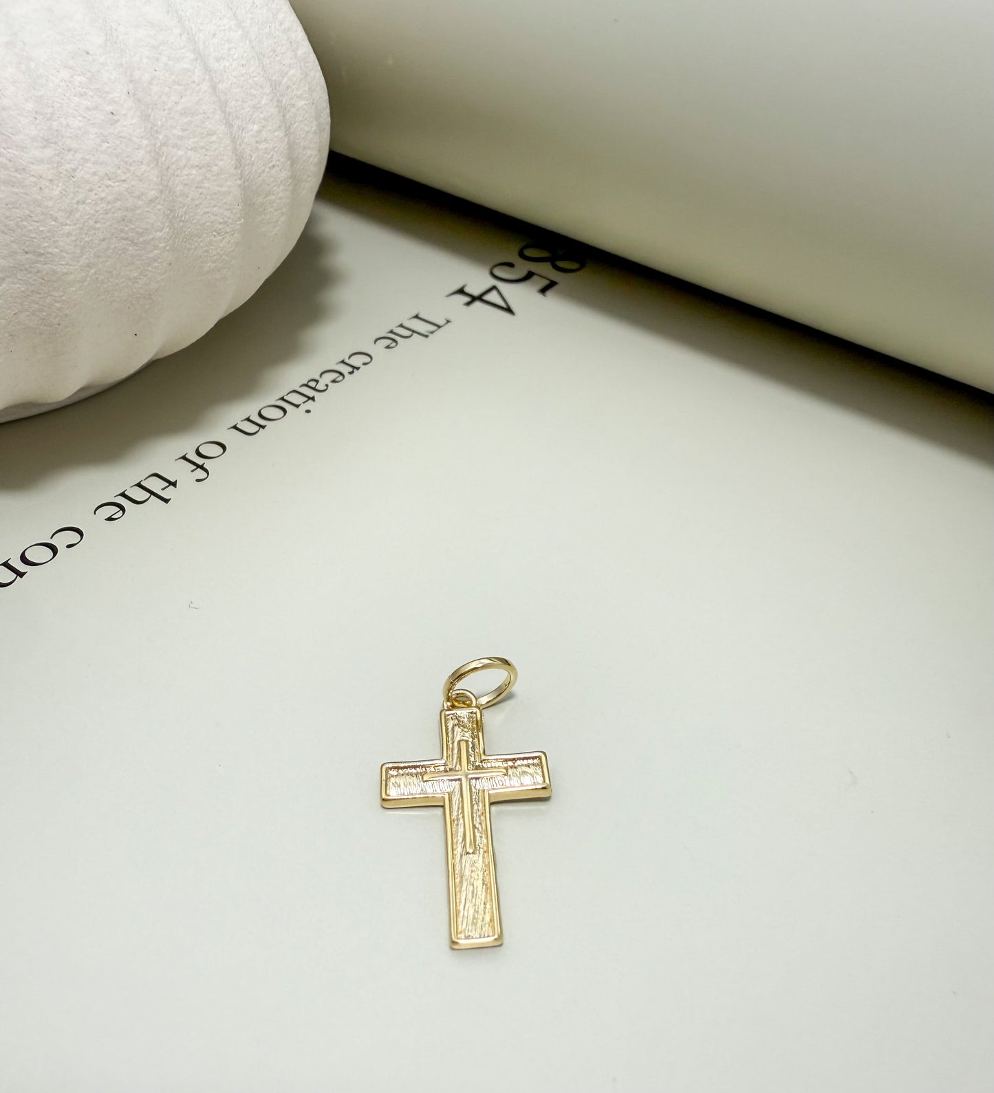 Velani Jewelry Duo Cross Textured Pendant