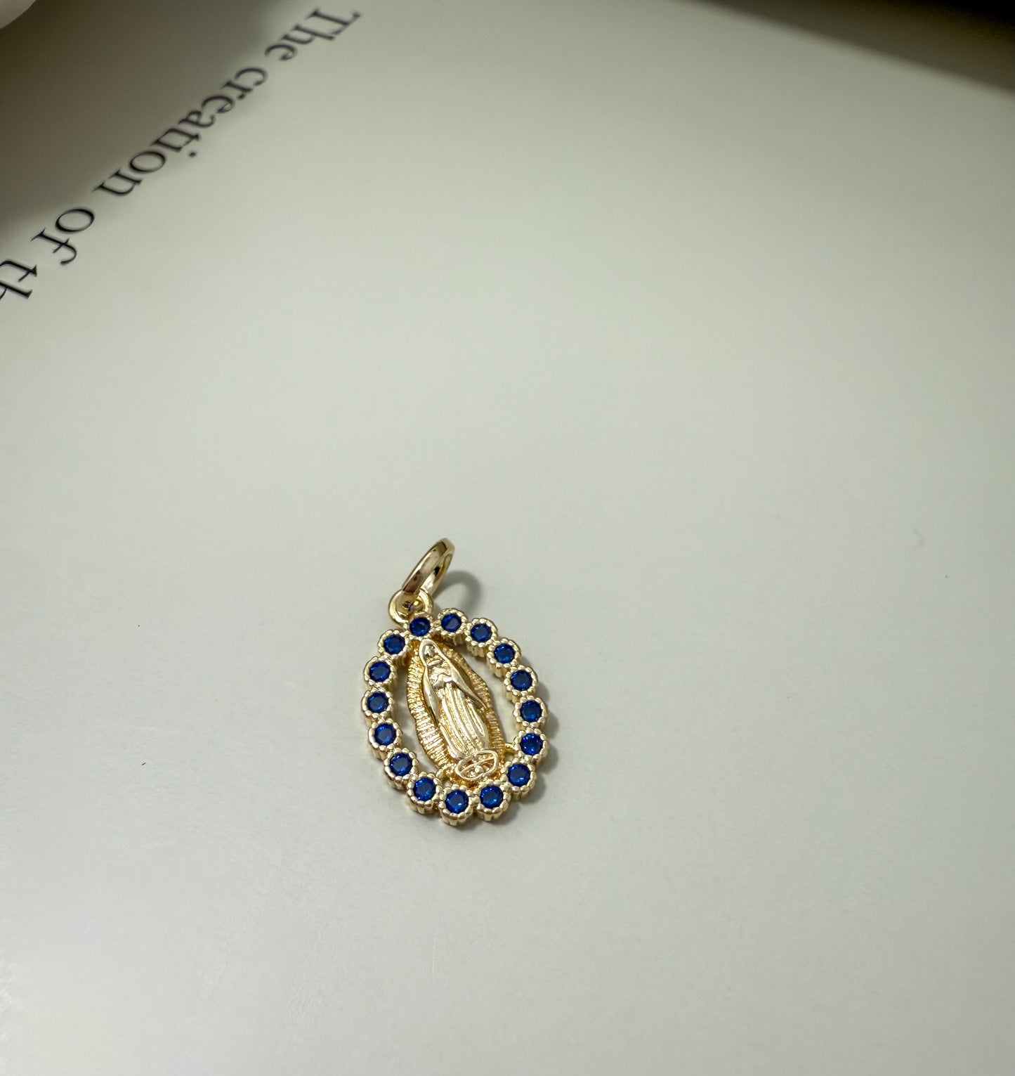 Velani Jewelry Guadalupe Medallion Sapphire Halo Edition