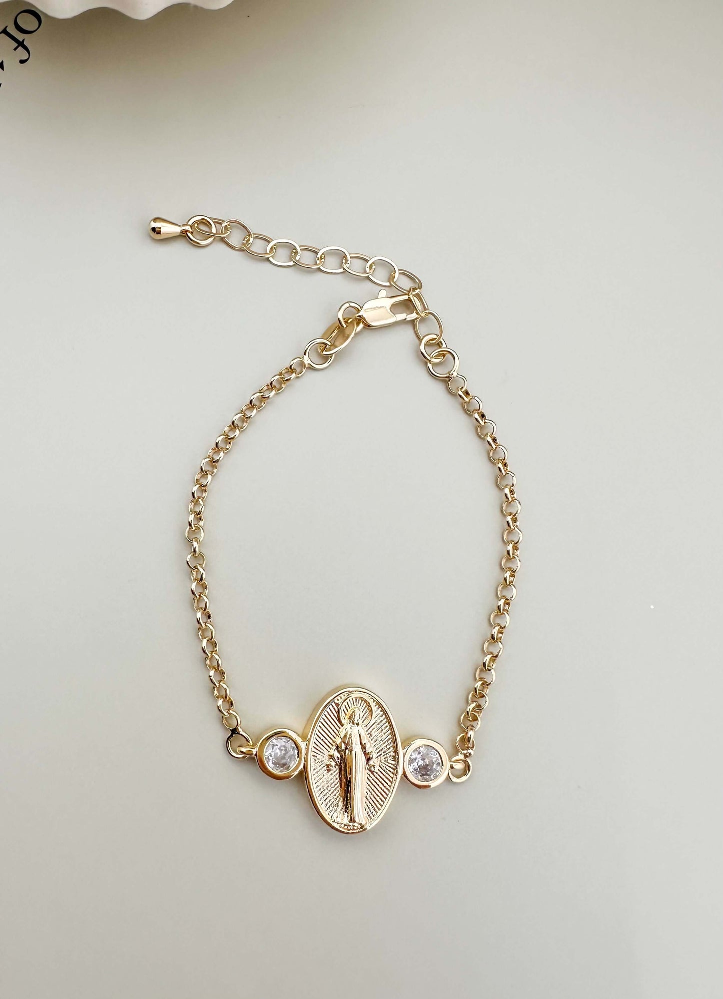 Velani Jewelry Lady of Grace Bracelet, 18K gold filled, hypoallergenic, waterproof, with cubic zirconias for everyday wear.