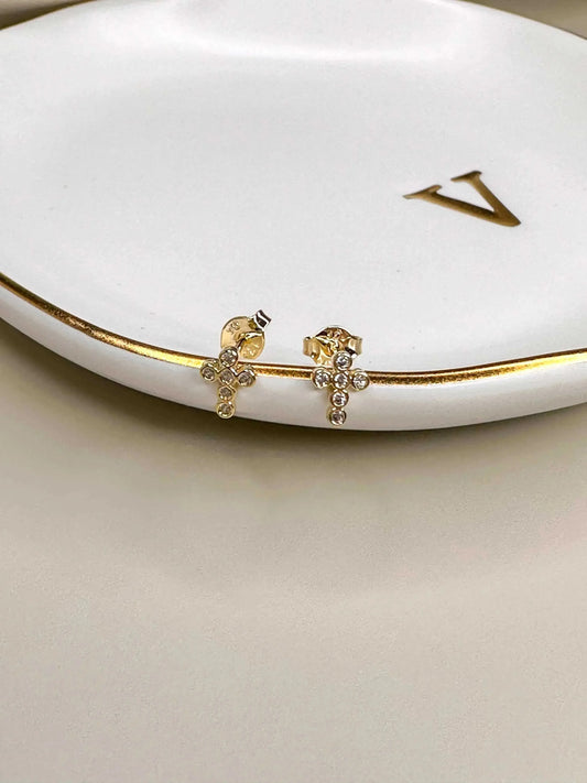 Velani Jewelry Mini Cross Stud Earrings