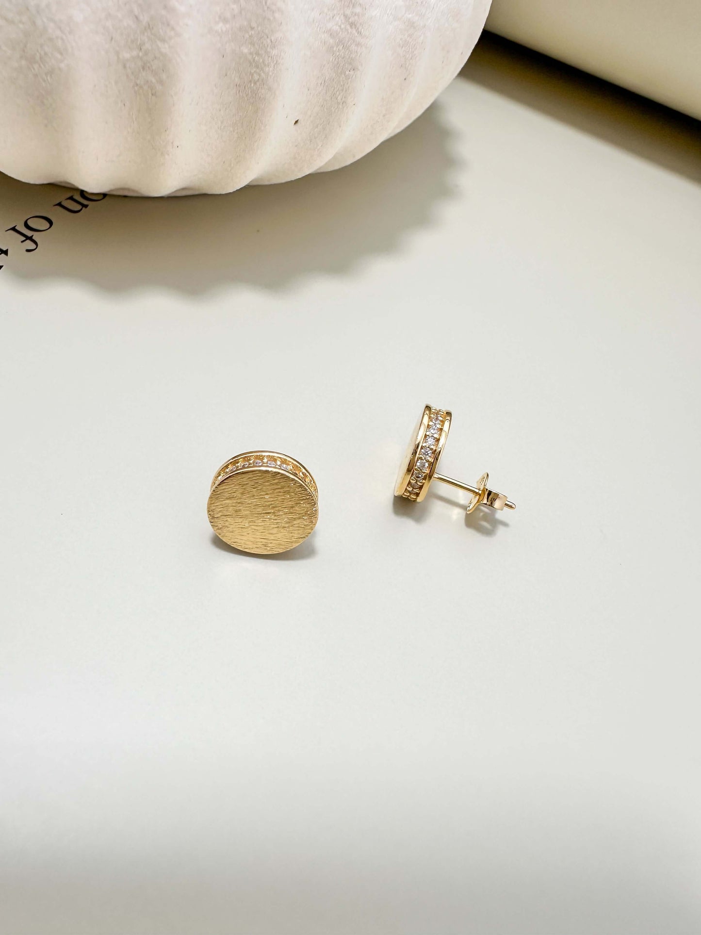 Velani Jewelry Gold Filled Rounded Earrings with CZ, hypoallergenic, tarnish resistant, waterproof, everyday wear.