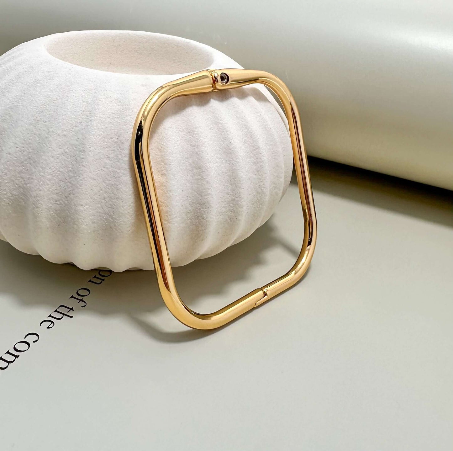 Velani Jewelry Square Bangle Bracelet, hypoallergenic, gold plated, tarnish resistant, ideal for everyday wear.