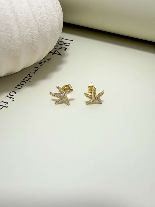 Velani Jewelry Starfish Stud Earrings with Cubic Zirconia