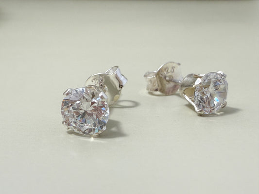 Velani Jewelry Sterling Silver 4 Prongs Diamond Studs