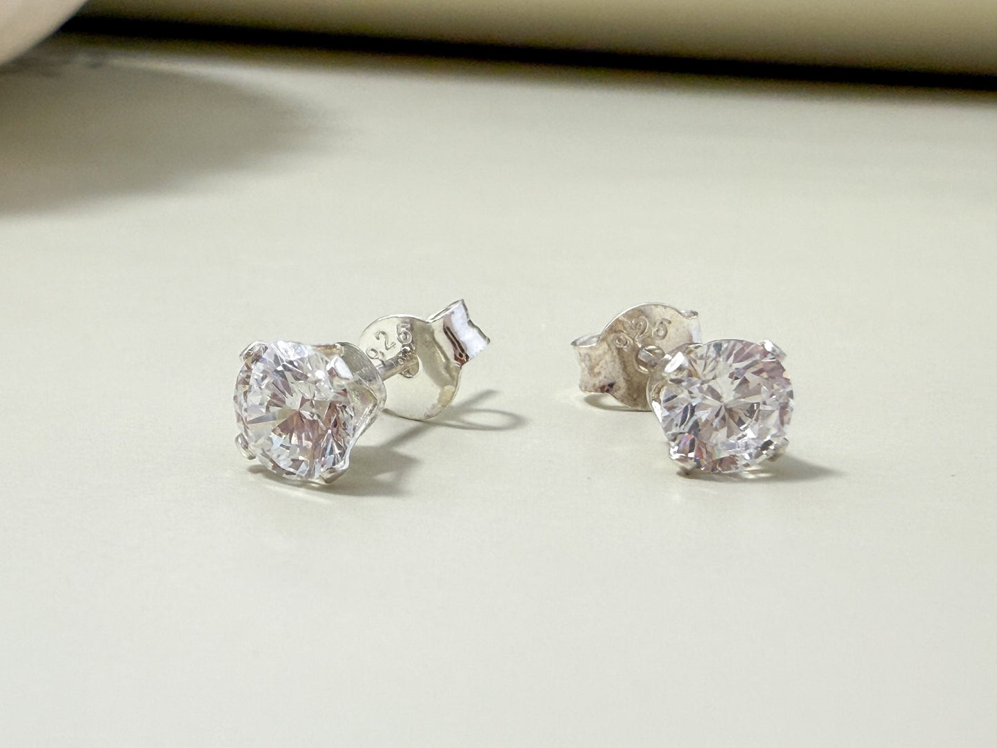 Velani Jewelry Sterling Silver 4 Prongs Diamond Studs