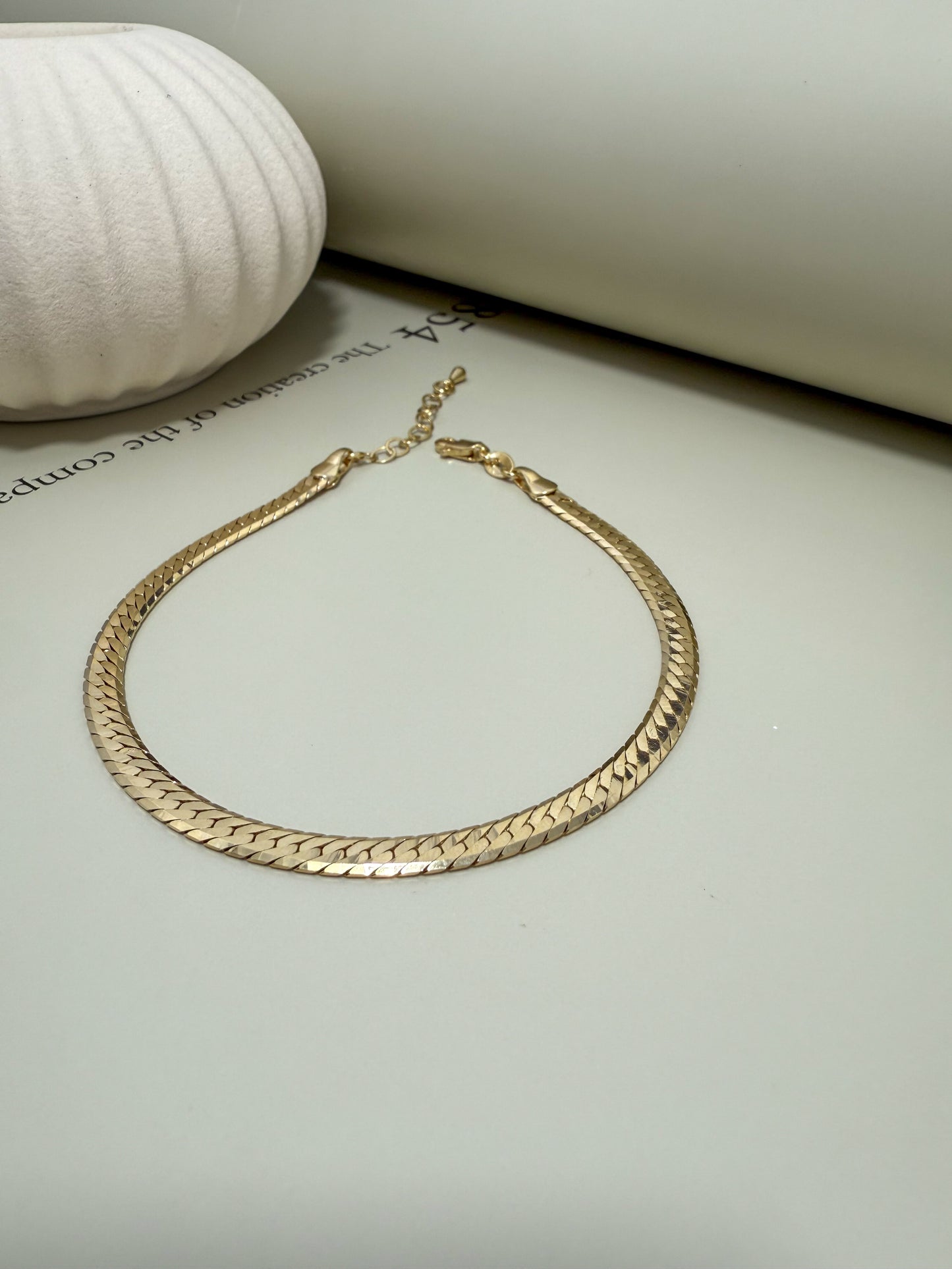 Velani Jewelry Diamond Cut Herringbone Anklet
