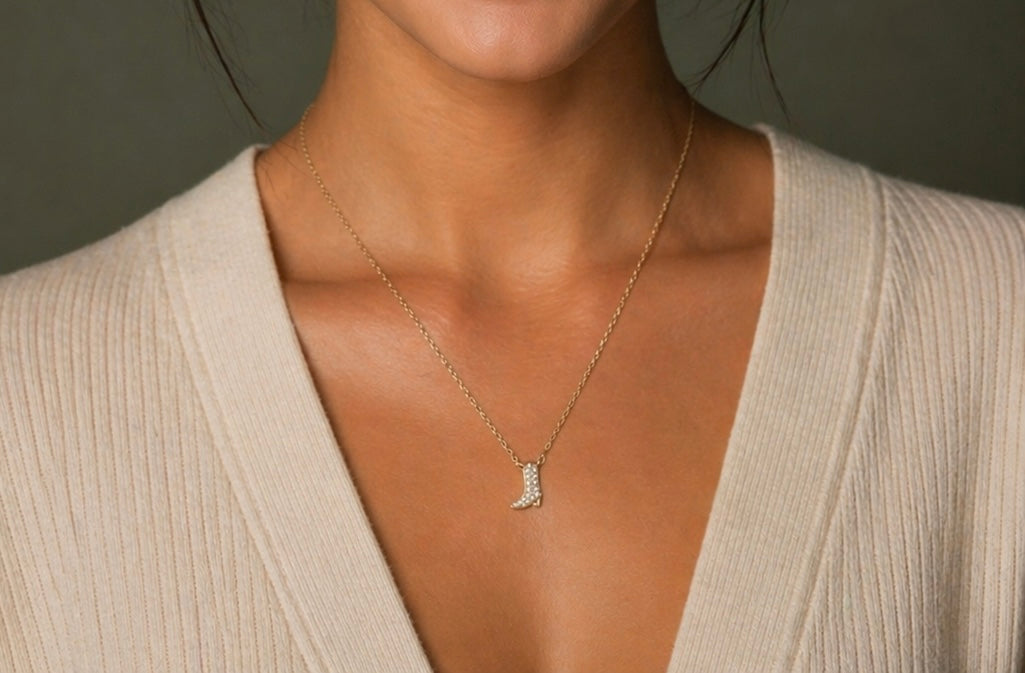 Velani Jewelry Mini Pavé Boot Necklace