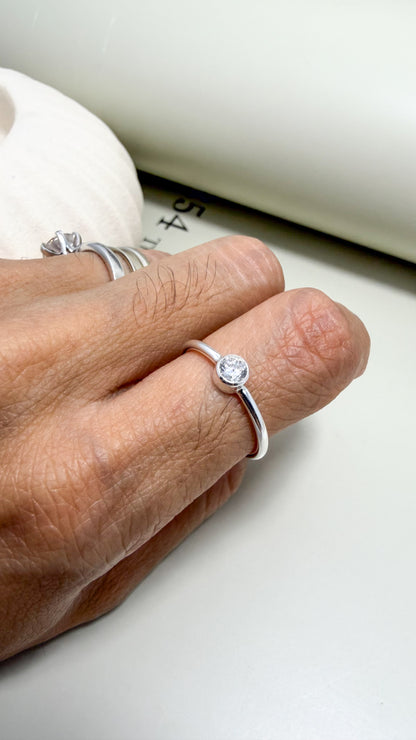 Velani Jewelry 4mm Diamond Bezel Ring - Sterling Silver