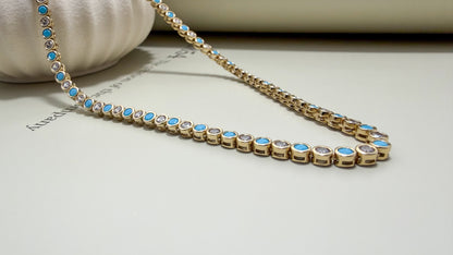 Round Bezel CZ Tennis Necklace - Velani Jewelry