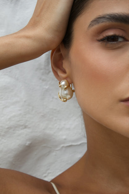 Velani Jewelry Sculptural Baroque Pearl Stud Earrings