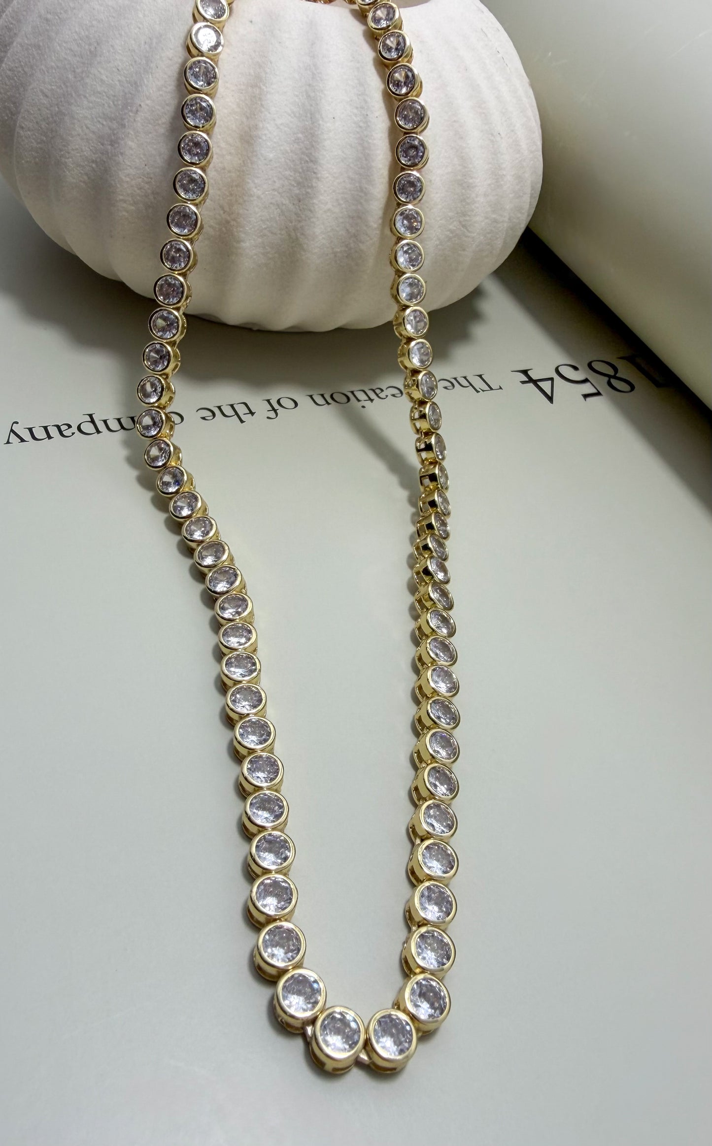 Round Bezel CZ Tennis Necklace - Velani Jewelry