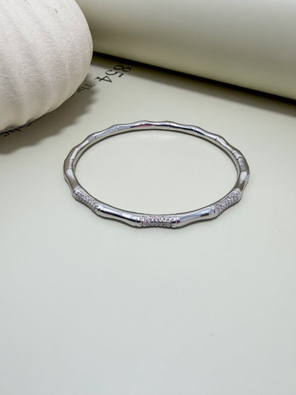 Velani Jewelry Bamboo Bangle Bracelet with CZ