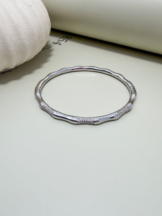 Velani Jewelry Bamboo Bangle Bracelet with CZ