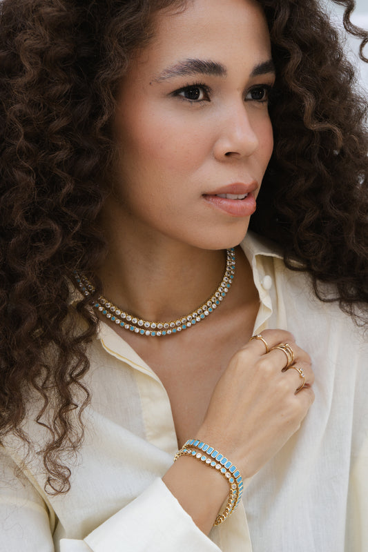 Round Bezel CZ Tennis Necklace - Velani Jewelry