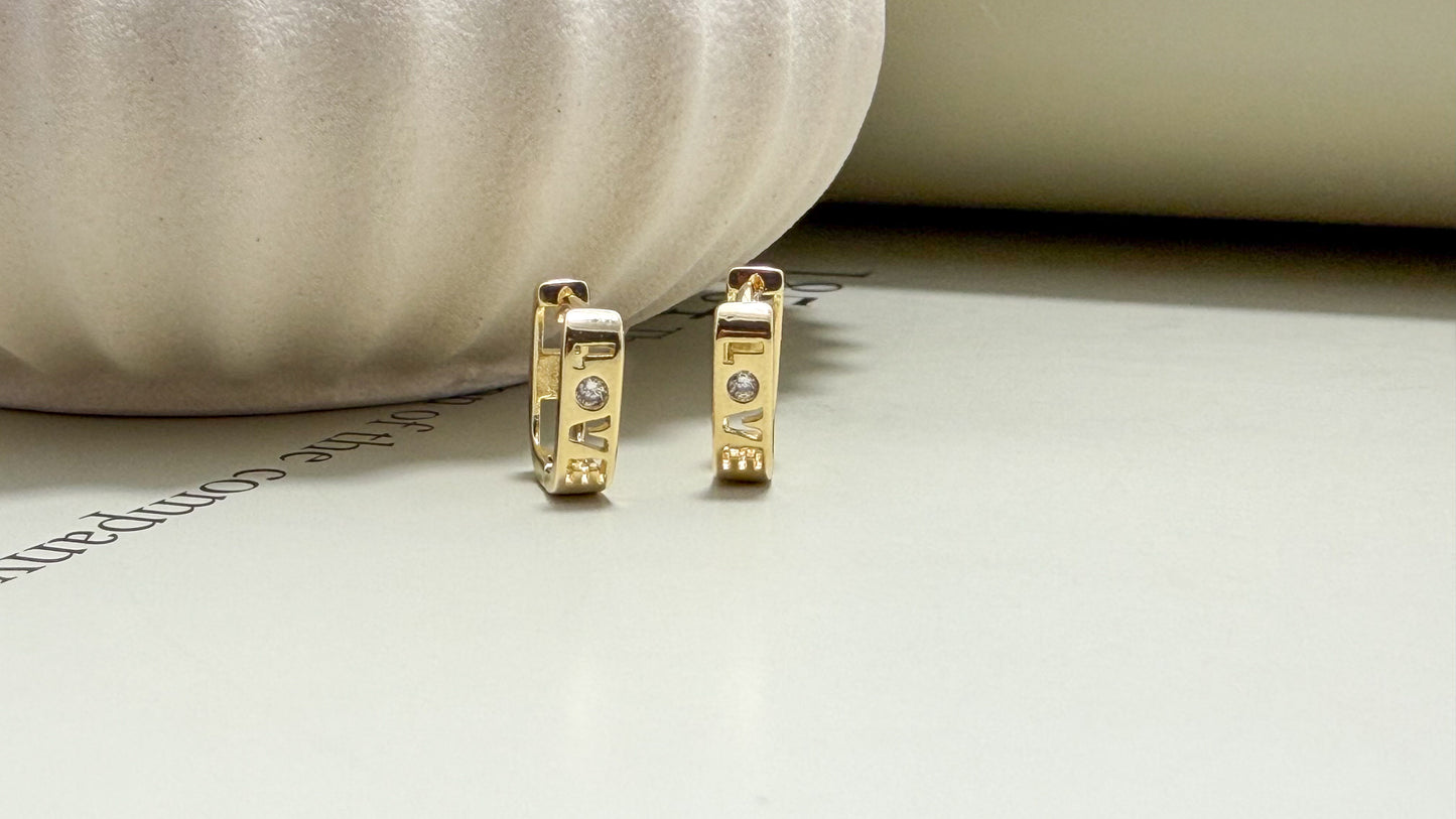 Love Letter CZ Huggie Earrings - Velani Jewelry