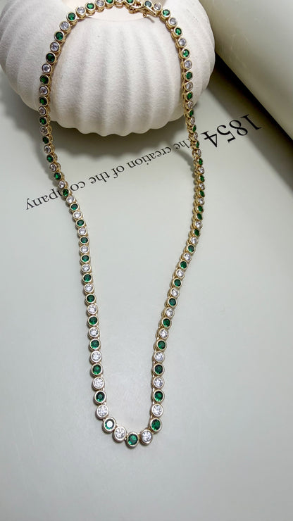 Round Bezel CZ Tennis Necklace - Velani Jewelry
