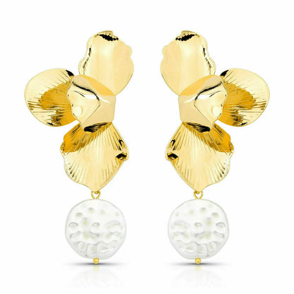 Velani Jewelry Island Bloom Flower Pearl Earrings