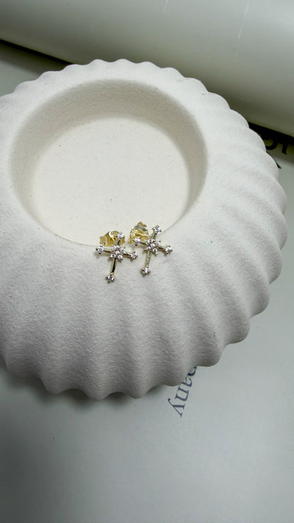 Velani Jewelry Mini Bezel Cross Stud Earrings