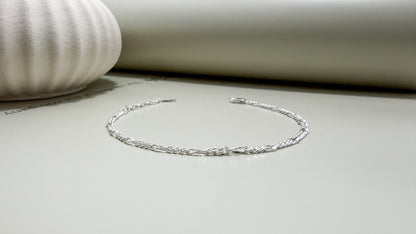 Velani Jewelry Dapped Figaro Bracelet – Sterling Silver