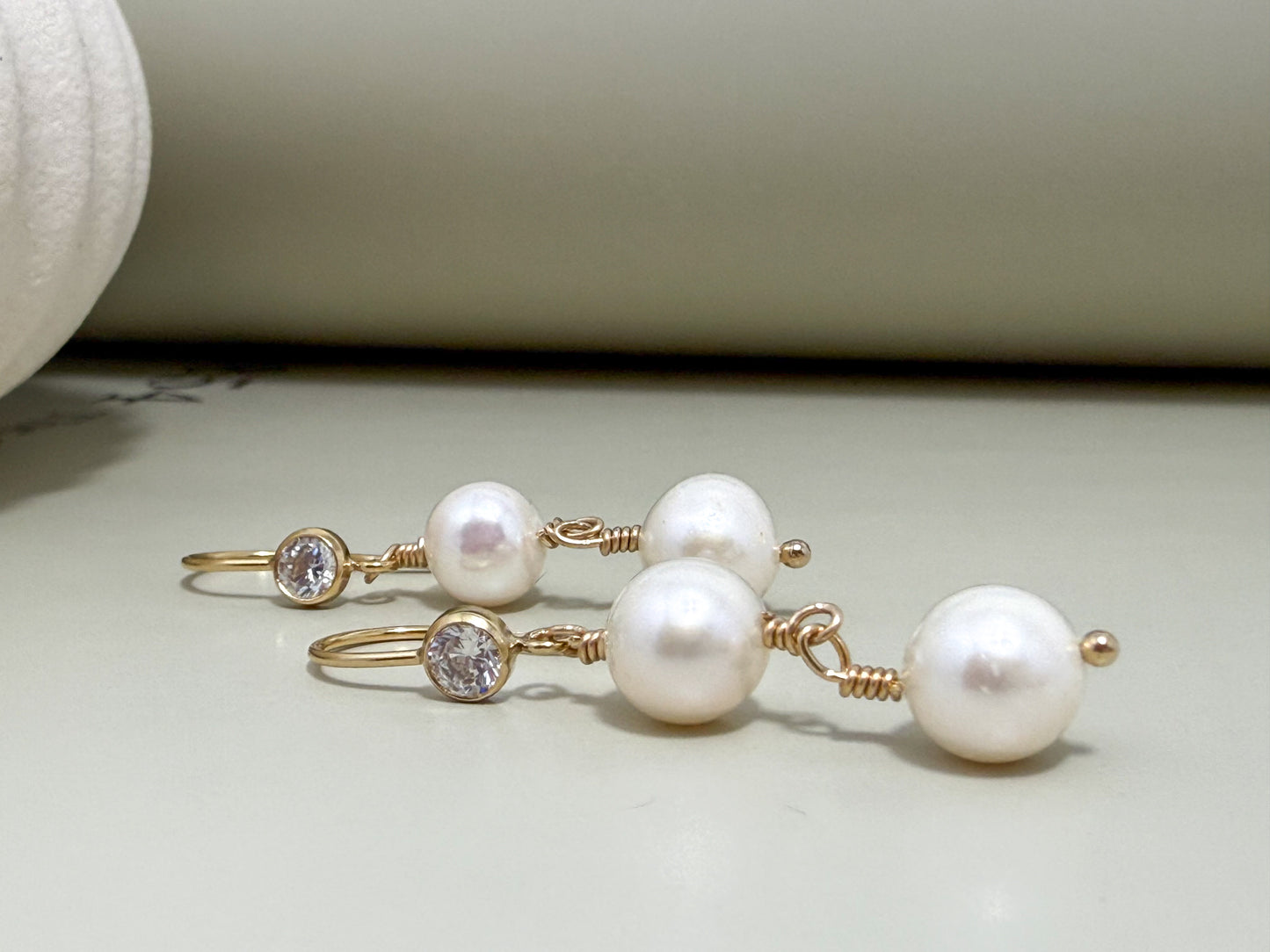 Velani Jewelry Bezel & Pearl Drop Earrings