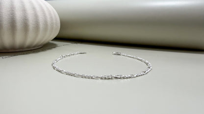 Velani Jewelry Dapped Figaro Bracelet – Sterling Silver